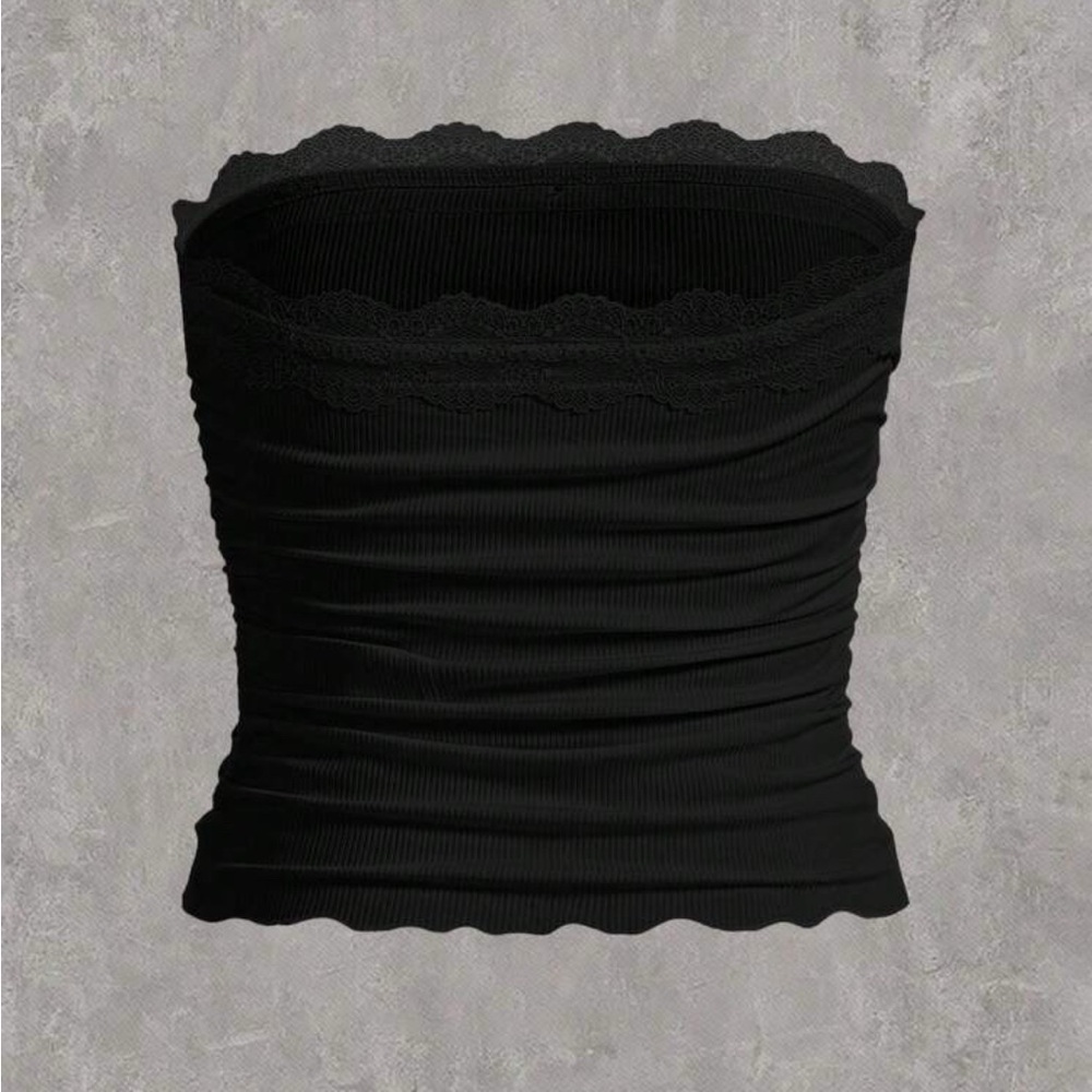 SHEIN Black Lace Trim Crop Top - Picture 3 of 6